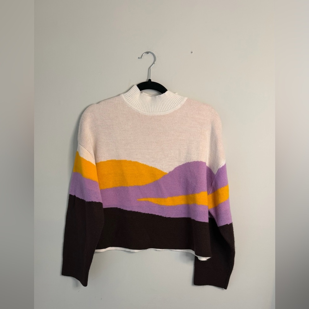 H&M Divided Jacquard Knit Landscape Mock neck jumper/sweater in Purple